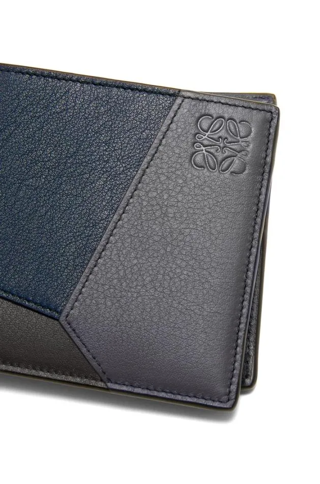 Loewe Puzzle Bifold Wallet In Classic Calfskin Deep Navyanthracite Men Wallets