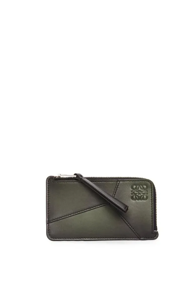 Loewe Puzzle Coin Cardholder In Silk Calfskin Bottle Green Men Card Cases and Coin Purses Loewe Puzzle Coin Cardholder In Silk Calfskin Bottle Green Men Card Cases and Coin Purses