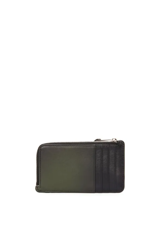 Loewe Puzzle Coin Cardholder In Silk Calfskin Bottle Green Men Card Cases and Coin Purses