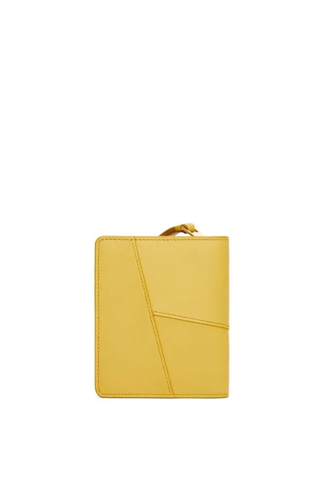 Loewe Puzzle Compact Zip Wallet In Classic Calfskin Bright Ochre Women Small Wallets