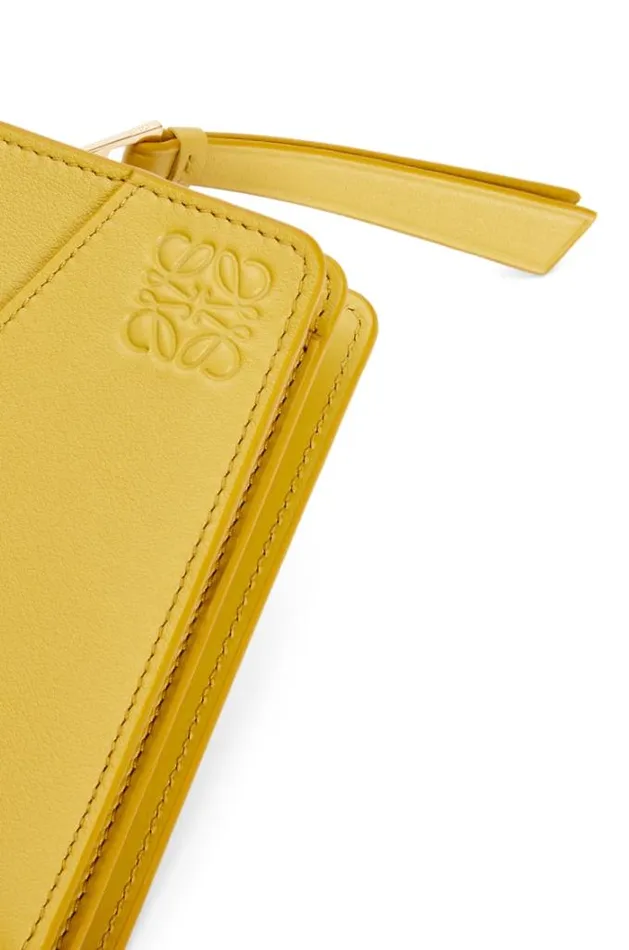 Loewe Puzzle Compact Zip Wallet In Classic Calfskin Bright Ochre Women Small Wallets