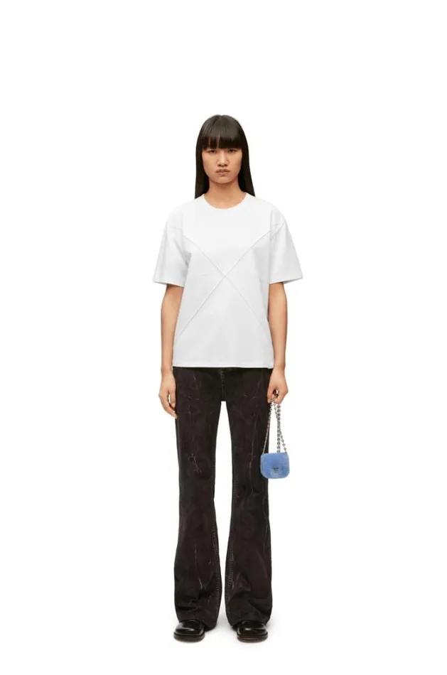 Loewe Puzzle Fold Relaxed Fit Tshirt In Cotton White Women Tshirts and Sweatshirts