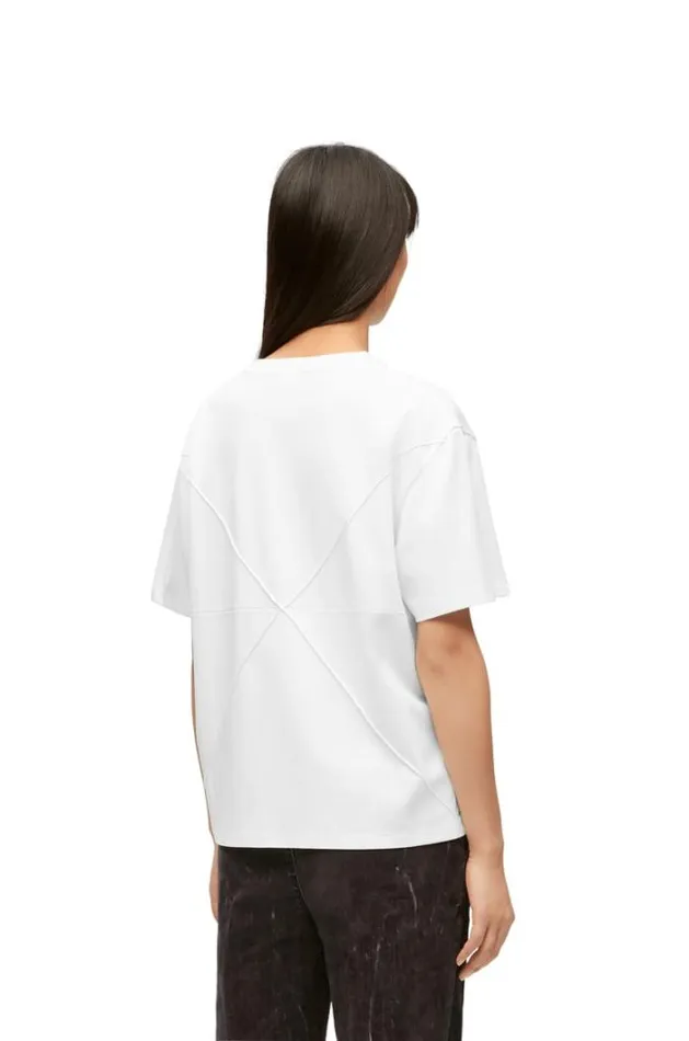 Loewe Puzzle Fold Relaxed Fit Tshirt In Cotton White Women Tshirts and Sweatshirts