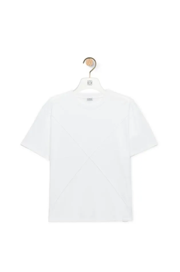 Loewe Puzzle Fold Relaxed Fit Tshirt In Cotton White Women Tshirts and Sweatshirts