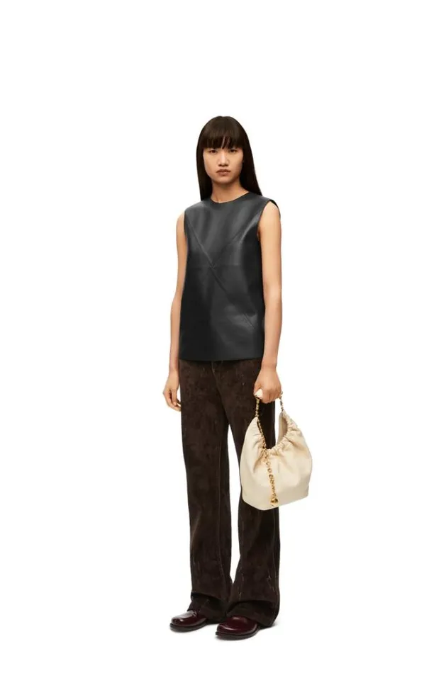 Loewe Puzzle Fold Top In Nappa Lambskin Black Women Blouses and Tops