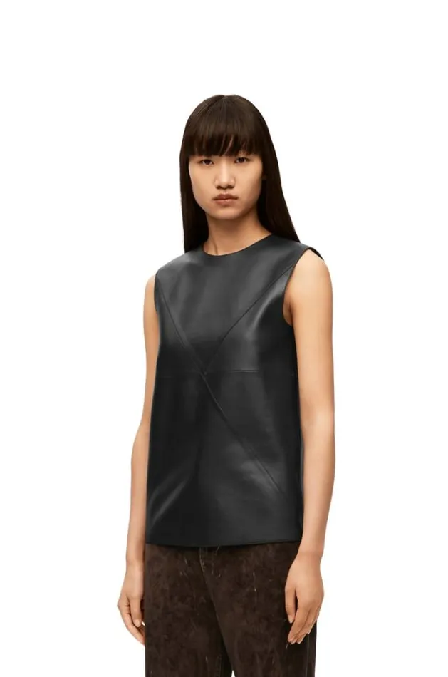 Loewe Puzzle Fold Top In Nappa Lambskin Black Women Blouses and Tops