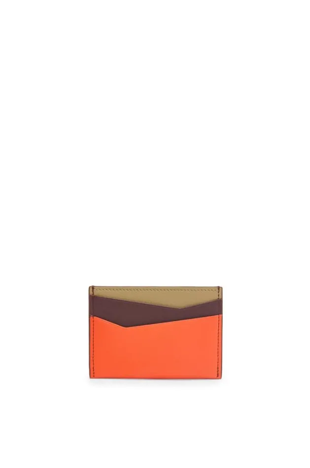 Loewe Puzzle Plain Cardholder In Classic Calfskin Dark Burgundyvivid Orangecla Women Cardholders and Coin Purses