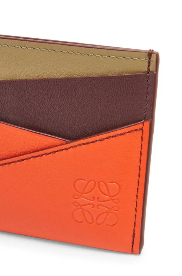Loewe Puzzle Plain Cardholder In Classic Calfskin Dark Burgundyvivid Orangecla Women Cardholders and Coin Purses