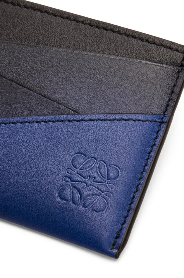 Loewe Puzzle Plain Cardholder In Silk Calfskin Navy Blue Men Card Cases and Coin Purses
