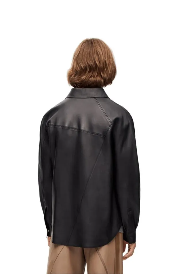 Loewe Puzzle Shirt In Nappa Lambskin Black Men Shirts