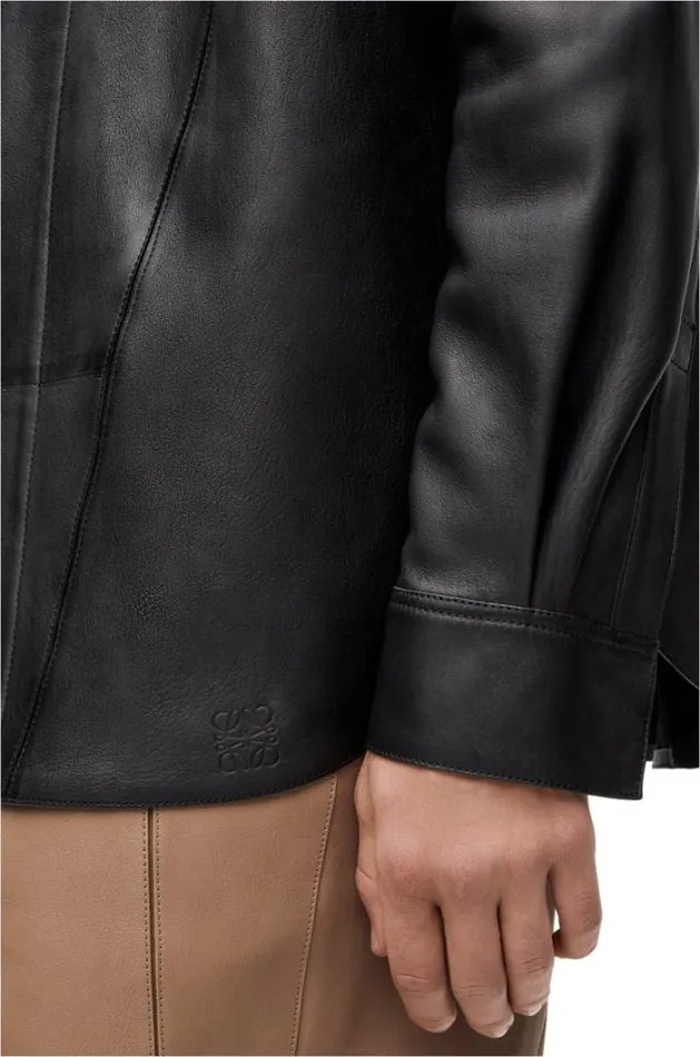 Loewe Puzzle Shirt In Nappa Lambskin Black Men Shirts