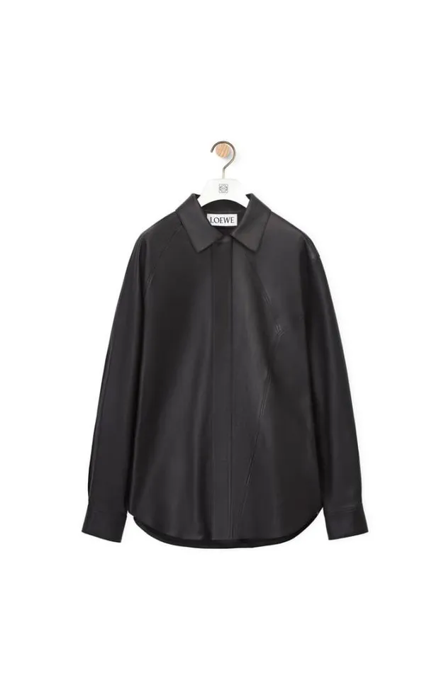 Loewe Puzzle Shirt In Nappa Lambskin Black Men Shirts