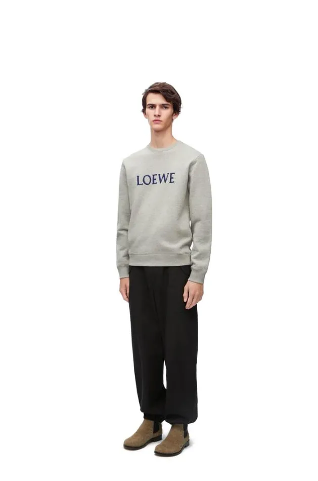 Loewe Regular Fit Sweatshirt In Cotton Grey Melange Men Sweatshirts