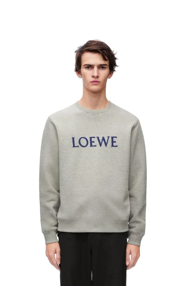 Loewe Regular Fit Sweatshirt In Cotton Grey Melange Men Sweatshirts