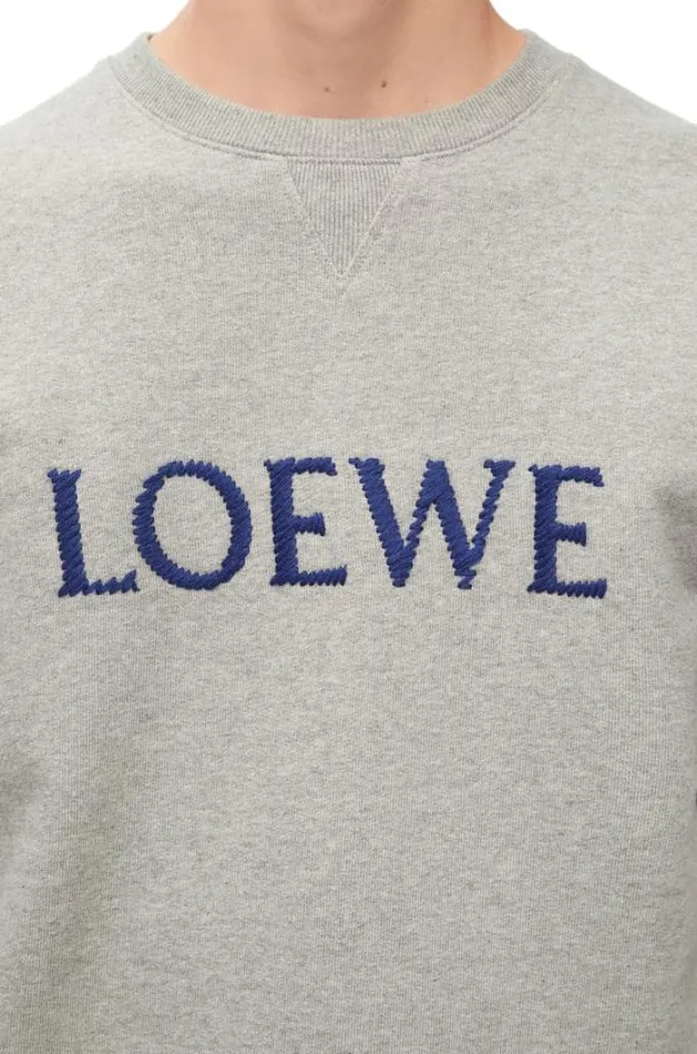 Loewe Regular Fit Sweatshirt In Cotton Grey Melange Men Sweatshirts