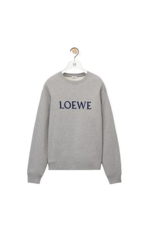 Loewe Regular Fit Sweatshirt In Cotton Grey Melange Men Sweatshirts