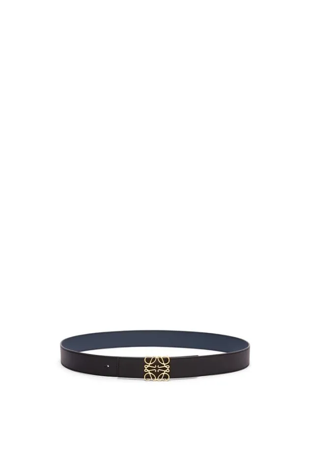 Loewe Reversible Anagram Belt In Smooth Calfskin Blackoceangold Men Belts