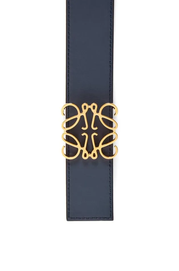 Loewe Reversible Anagram Belt In Smooth Calfskin Blackoceangold Men Belts