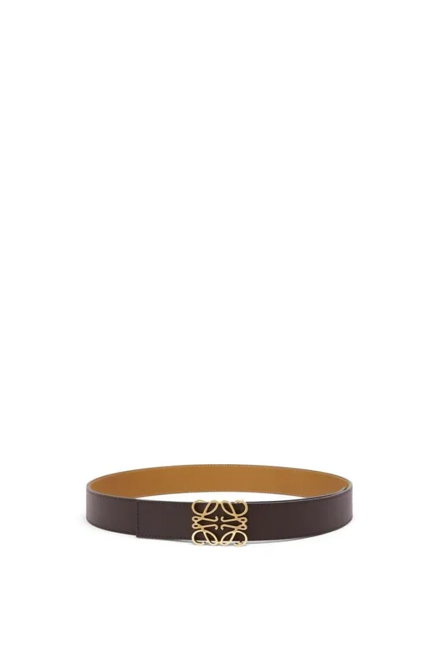 Loewe Reversible Anagram Belt In Smooth Calfskin Chocolateochregold Men Belts