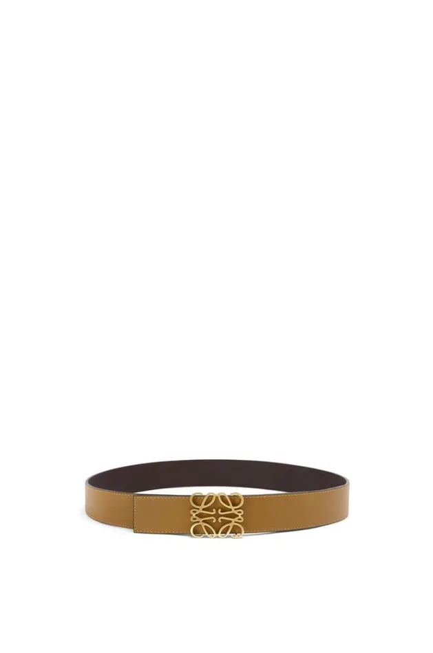 Loewe Reversible Anagram Belt In Smooth Calfskin Chocolateochregold Men Belts