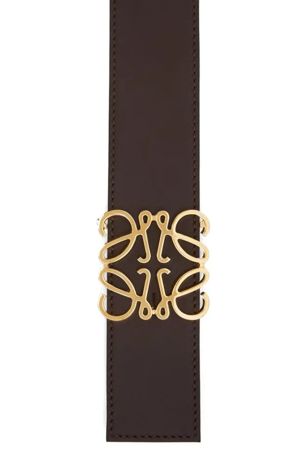 Loewe Reversible Anagram Belt In Smooth Calfskin Chocolateochregold Men Belts