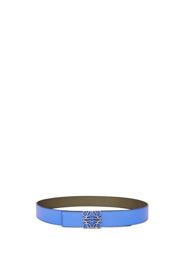 Loewe Reversible Anagram Belt In Smooth Calfskin Khaki Greenwinter Brownvinta Men Belts