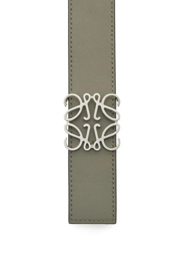 Loewe Reversible Anagram Belt In Smooth Calfskin Khaki Greenwinter Brownvinta Men Belts
