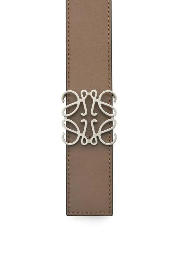 Loewe Reversible Anagram Belt In Smooth Calfskin Khaki Greenwinter Brownvinta Men Belts