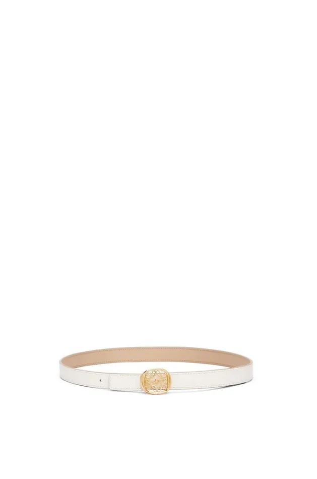 Loewe Reversible Anagram Ellipse Belt In Smooth Calfskin Paper Craft Soft Whitegold Women Belts