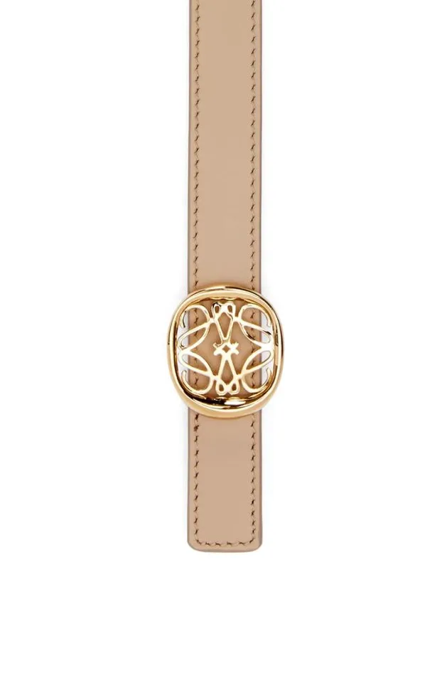 Loewe Reversible Anagram Ellipse Belt In Smooth Calfskin Paper Craft Soft Whitegold Women Belts
