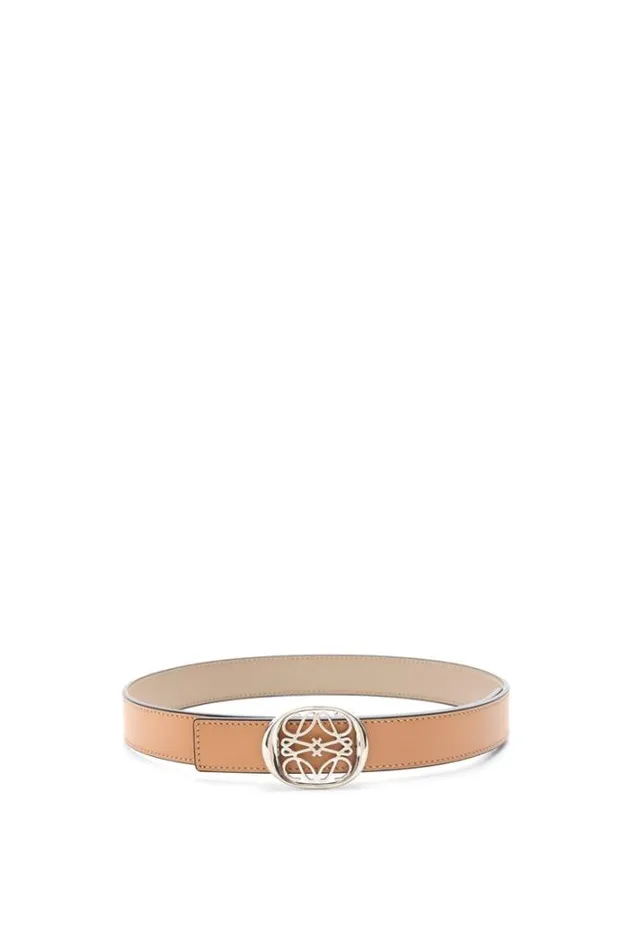 Loewe Reversible Anagram Ellipse Belt In Smooth Calfskin Warm Desertsandpalladium Women Belts