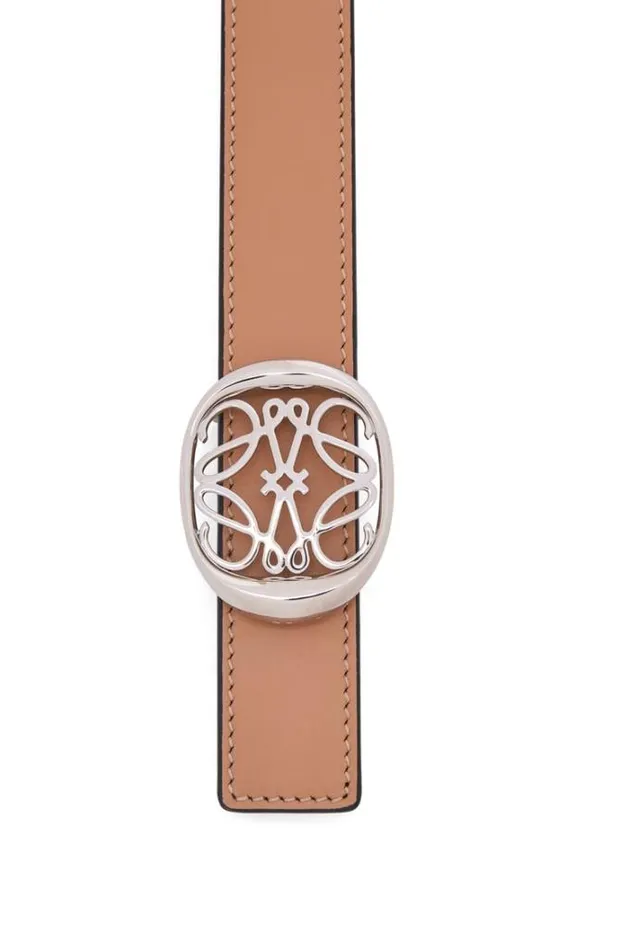 Loewe Reversible Anagram Ellipse Belt In Smooth Calfskin Warm Desertsandpalladium Women Belts