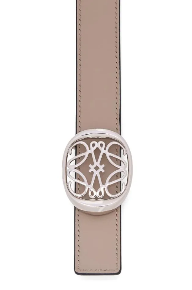 Loewe Reversible Anagram Ellipse Belt In Smooth Calfskin Warm Desertsandpalladium Women Belts