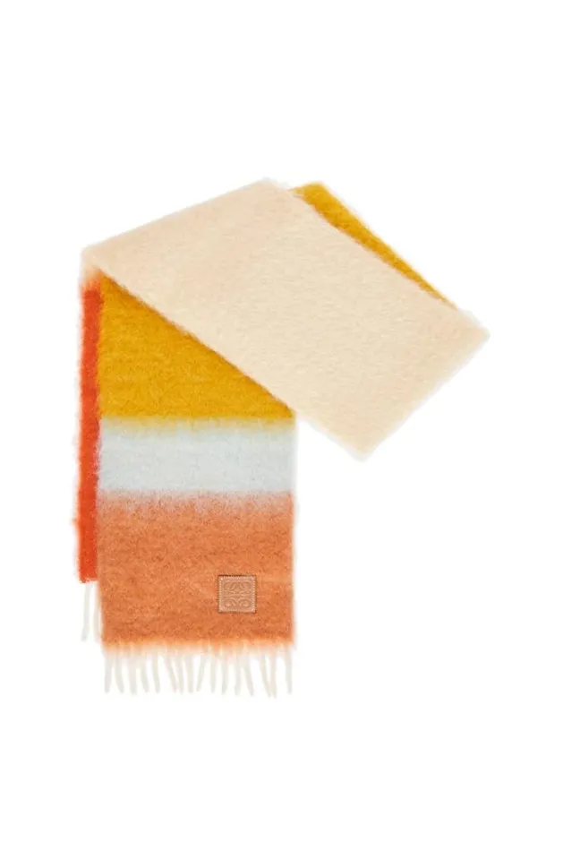 Loewe Scarf In Mohair And Wool Camelmulticolor Women Scarves