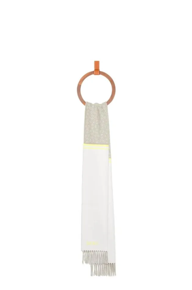 Loewe Scarf In Wool And Cashmere Browncream Women Scarves
