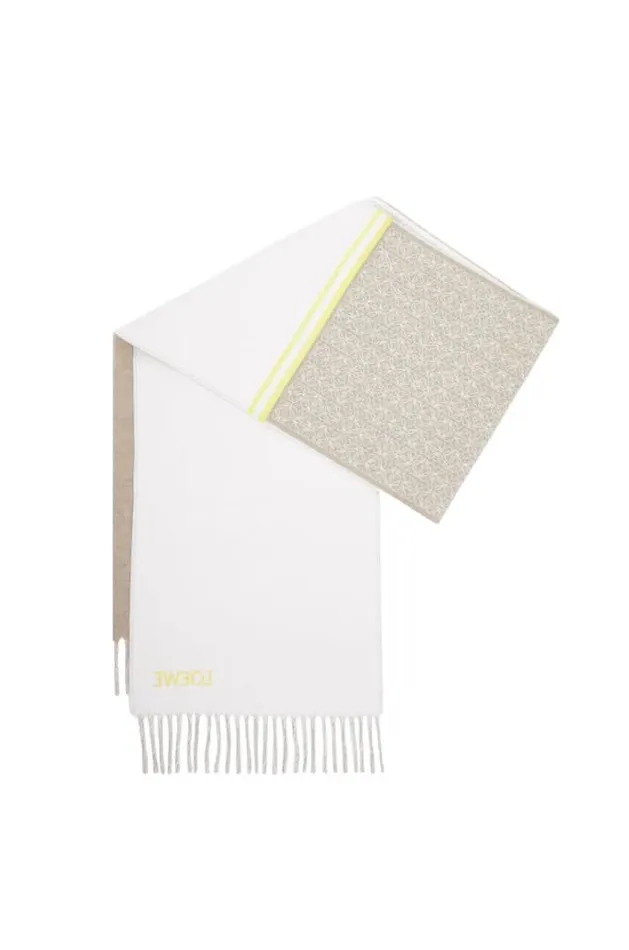 Loewe Scarf In Wool And Cashmere Browncream Women Scarves