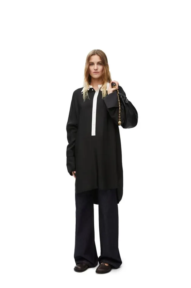 Loewe Shirt Dress In Viscose Blend Black Women Dresses