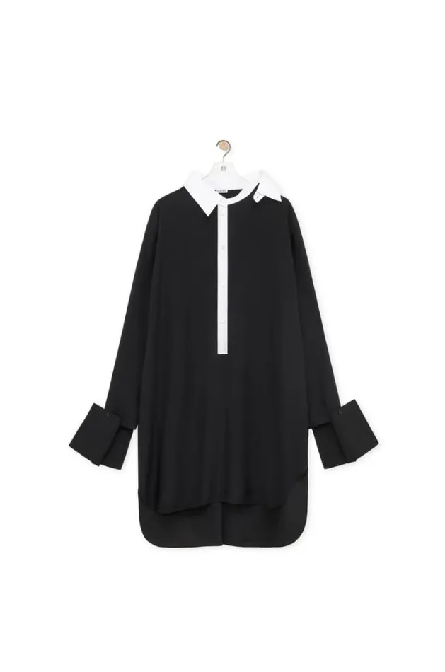 Loewe Shirt Dress In Viscose Blend Black Women Dresses