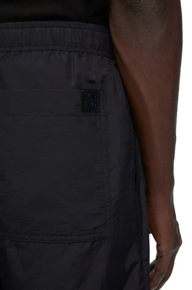 Loewe Shorts In Technical Silk Black Men Trousers and Shorts
