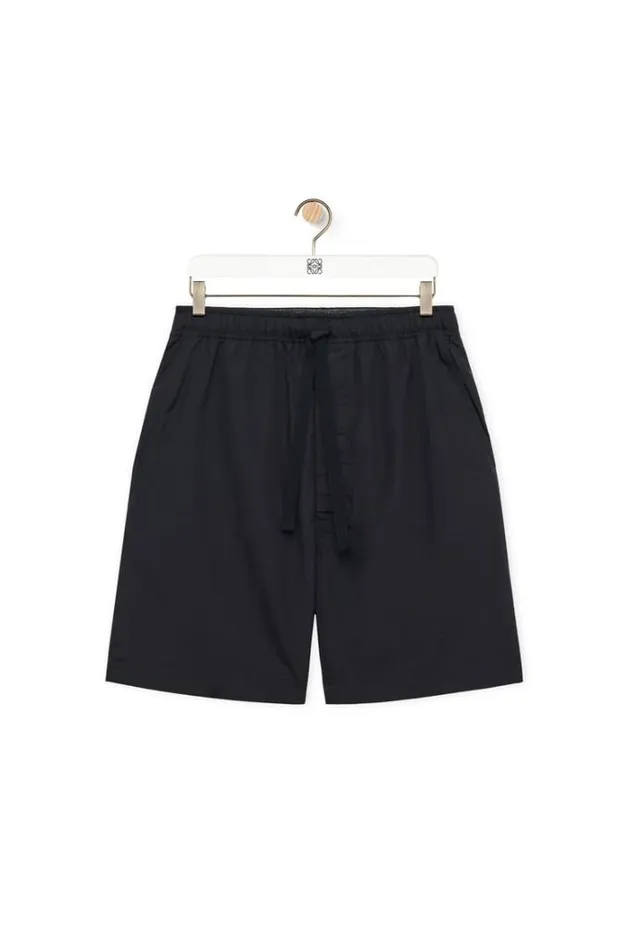 Loewe Shorts In Technical Silk Black Men Trousers and Shorts