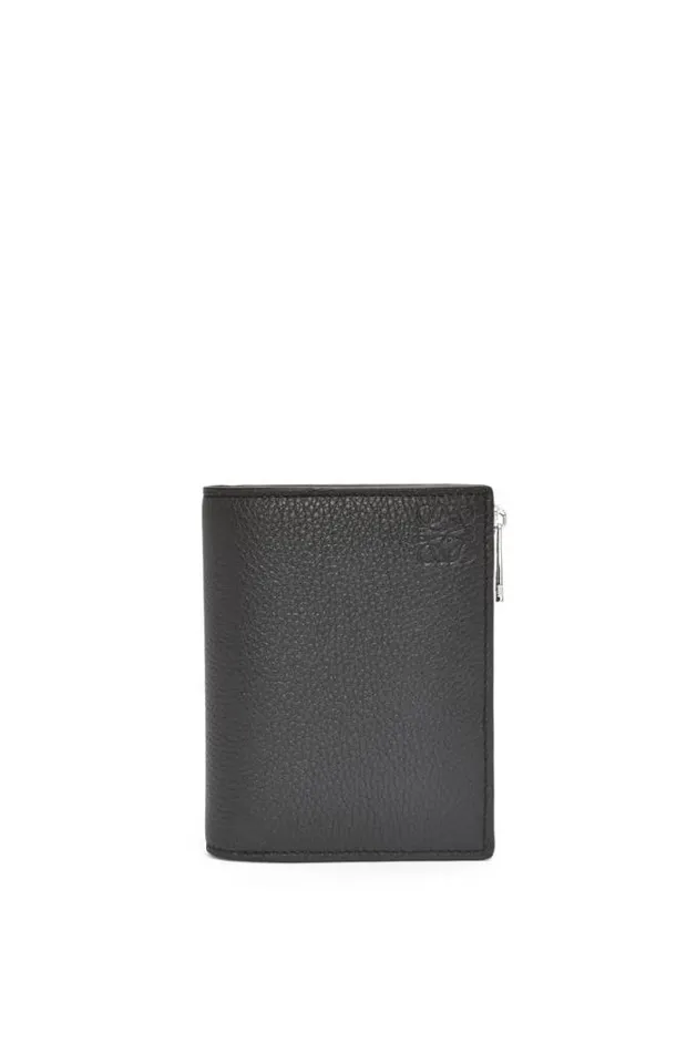 Loewe Slim Compact Wallet In Soft Grained Calfskin Black Men Wallets