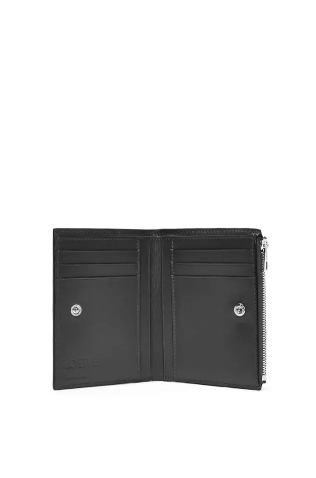 Loewe Slim Compact Wallet In Soft Grained Calfskin Black Men Wallets