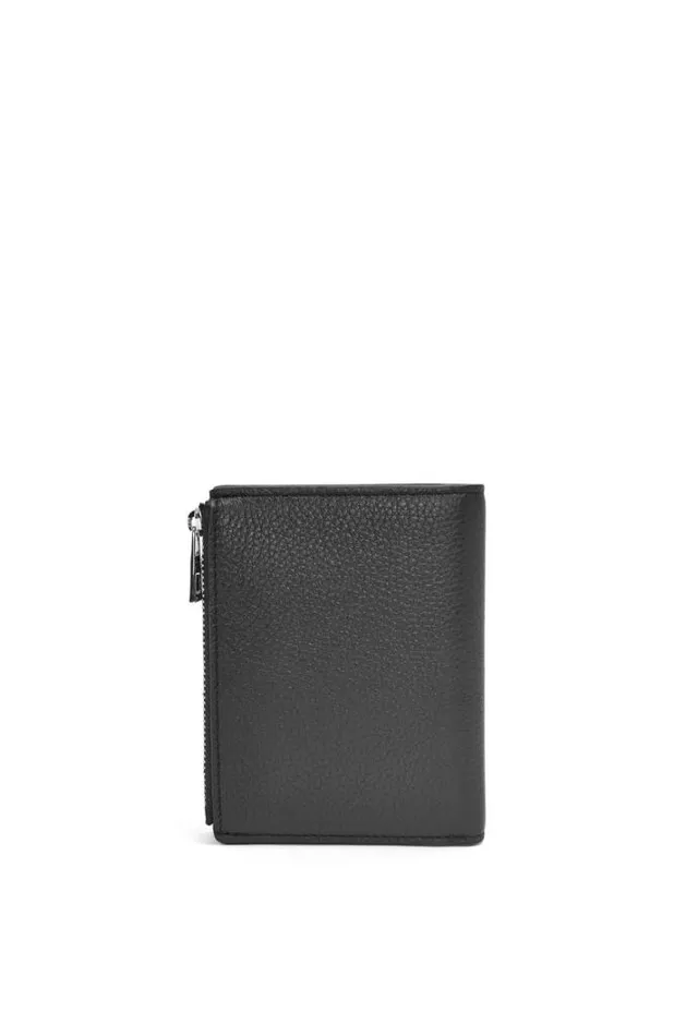 Loewe Slim Compact Wallet In Soft Grained Calfskin Black Men Wallets
