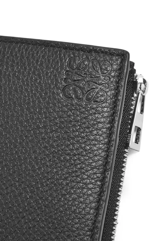 Loewe Slim Compact Wallet In Soft Grained Calfskin Black Men Wallets