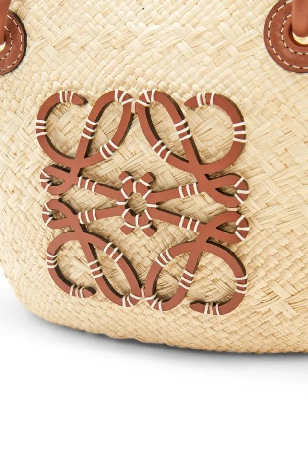 Loewe Small Anagram Basket Bag In Iraca Palm And Calfskin Naturaltan Women Baskets