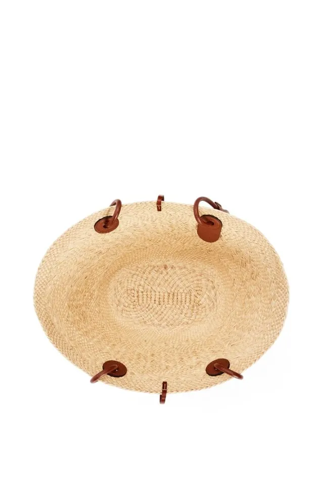 Loewe Small Anagram Basket Bag In Iraca Palm And Calfskin Naturaltan Women Baskets