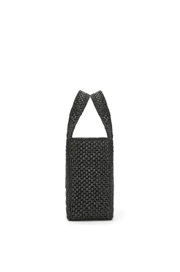 Loewe Small LOEWE Font Tote In Raffia Black Women Shoulder Bags