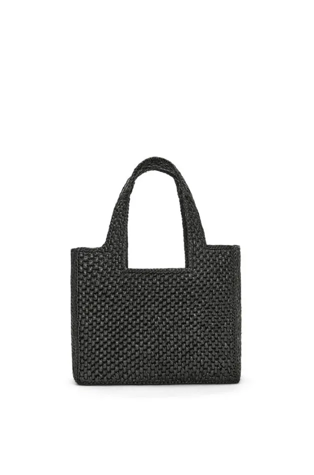 Loewe Small LOEWE Font Tote In Raffia Black Women Shoulder Bags