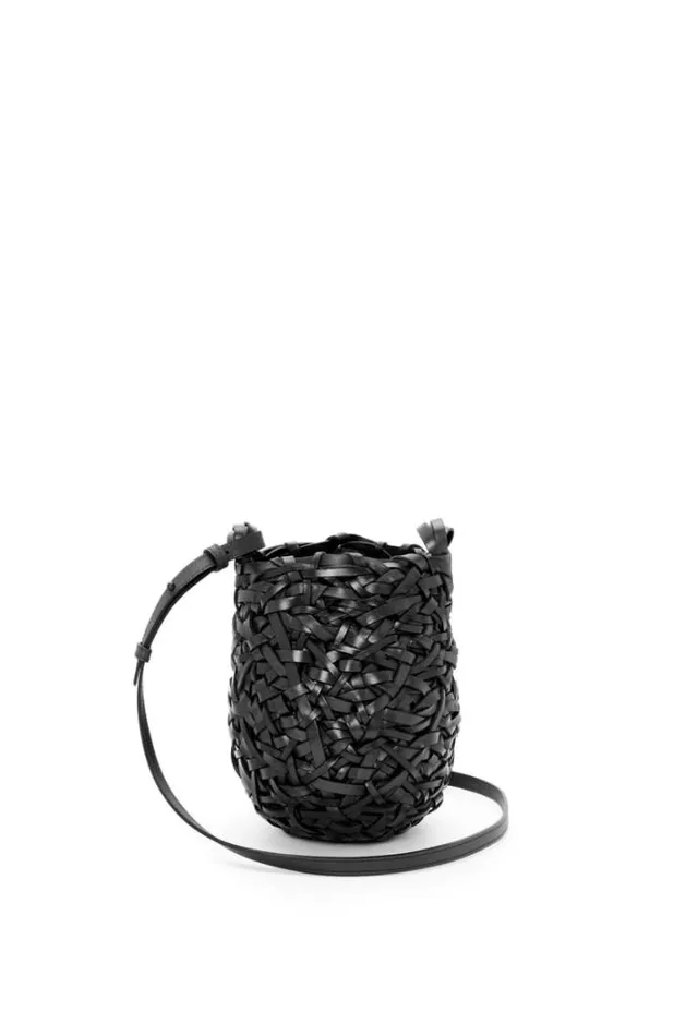Loewe Small Nest Basket Bag In Calfskin Black Women Shoulder Bags