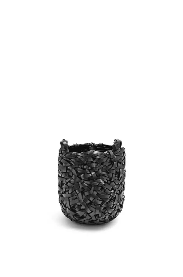 Loewe Small Nest Basket Bag In Calfskin Black Women Shoulder Bags